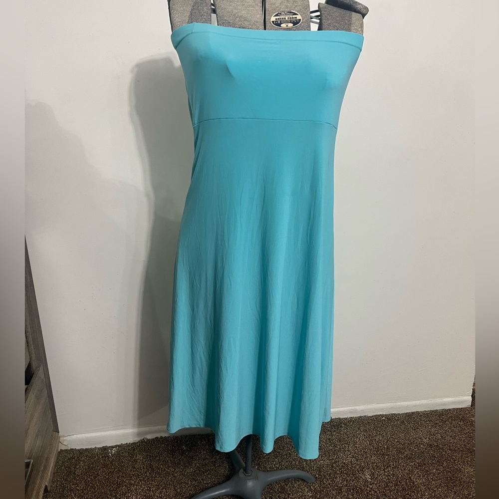 VTG Studio‎ 1940 Dress. Large Blue Teal Sleeveless A-Line Retro